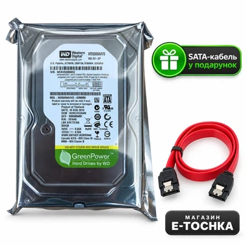 Жесткий диск Western Digital WD5000AVVS 500 ГБ 3.5" SATA II 8 МБ 5400 об/мин + SATA-кабель