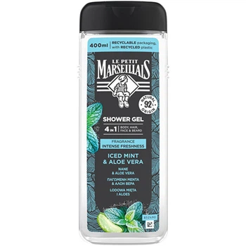 Гель для душа 4 в 1 Le Petit Marseillais Homme Iced Mint & Aloe Vera, 400 мл