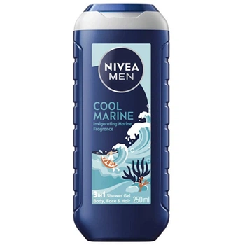 Гель для душа 3 в 1 для кожи и волос Nivea Cool Marine, 250 мл