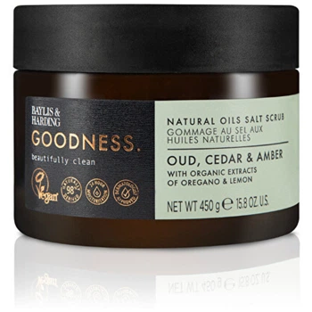Сольовий скраб для тіла Baylis & Harding Natural Oils Oud, Cedrové dřevo & Ambra, 450 г