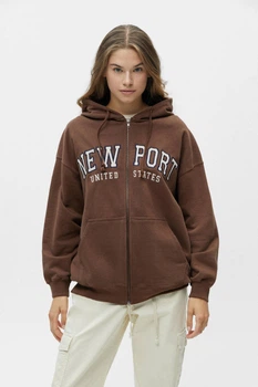 Толстовка Pull & Bear коричневий з принтом VFFHB281 S