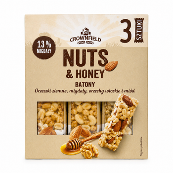 Батончики ореховые Crownfield Nuts & Honey с орехами и медом 3 шт 105 г