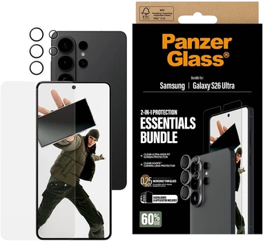 Zestaw PanzerGlass Hoops 2-in-1 Pack do Samsung Galaxy S26 Ultra szkło hartowane + szkło do obiektywów (5715685034589)