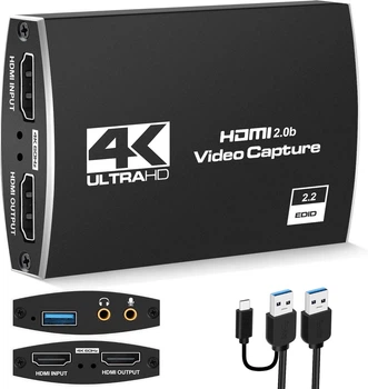 Карта захвата USB 3.0, 4K HDMI на USB/Type-C с микрофоном