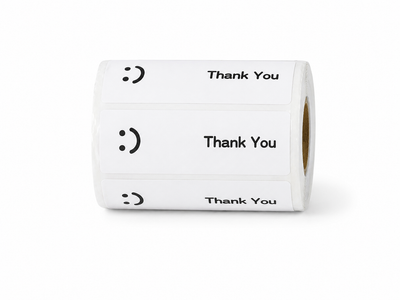 Самоклеющиеся стикеры для упаковки thank you со смайликом
