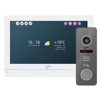 Комплект відеодомофона Light Vision: домофон 7" WiFi Tuya MADRID FHD White та відеопанель 2Mp RIO FHD(RF) Grey (82-00245-82-00221)