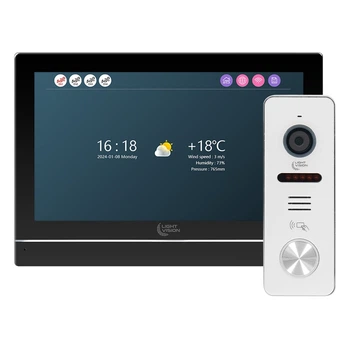 Комплект відеодомофона Light Vision: домофон 7" WiFi Tuya MADRID FHD Black та відеопанель 2Mp RIO FHD(RF) White зі зчитувачем Mifare (82-00249-82-00242)