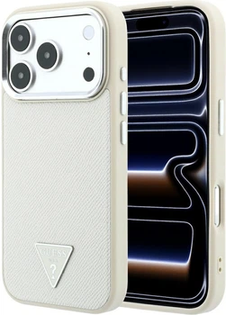 Чохол для смартфона Guess Grained Triangle Logo MagSafe для Apple iPhone 18 Pro Max / Apple iPhone 17 Pro Max Beige (3666339654795)