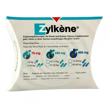 Харчова добавка до корму для котів і собак Zylkene 75 мг для зниження стресу, 1 капсула