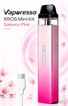 Pod-система Vaporesso XROS Mini Kit Sakura Pink многоразовая электронная сигарета Вапорессо Х-Рос Мини Розавая 1000мАч
