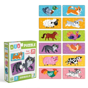 Пазл Картонний Для Дітей Dodo Duo Puzzle "Тваринки Половинки" 24 деталі