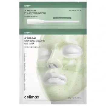 Двоетапна гелева маска з центелою і PHA-кислотою celimax Ji Woo Gae Cica PHA Peel 2-Step Gel Mask