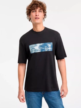 Футболка хлопковая длинная мужская Hugo Boss 542170174 M Черная (1160129067)