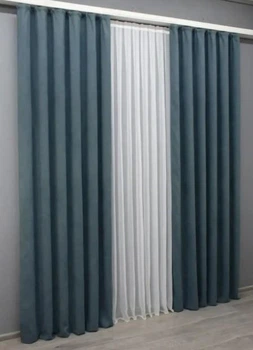 Штори з мікровелюру (2шт. 1,5х2,7м), сіро-блакитний