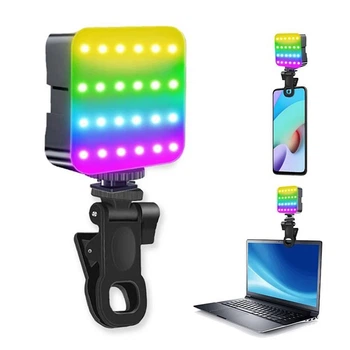 Студийная лампа RGB на прищепке RAY AY83 аккумуляторная 1200mAh 5.5 Вт с регулировкой температуры 3200-6500 К Черная для контента и фото