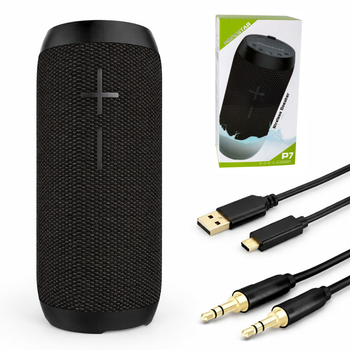 Портативна Bluetooth-колонка Hopestar P7 10 Вт з акумулятором 2000 мАг USB AUX Чорна мобільна акустика для активного відпочинку та подорожей
