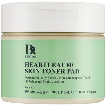 Двухсторонние пилинг-диски с экстрактом гуттуинии Benton Heartleaf Skin Toner Pad, 70 шт