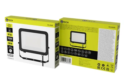 G-TECH Прожектор VILMAR, LED, 50Вт, 5000лм, 4000K, AC220-240В, IP65, черный - GT-VILM50W-40