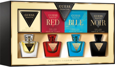 Zestaw miniatur damskich Guess Seductive Woda toaletowa Seductive 7.5 ml + Woda toaletowa Noir 7.5 ml + Woda toaletowa Red 7.5 ml + Woda toaletowa Blue 7.5 ml (85715349019)