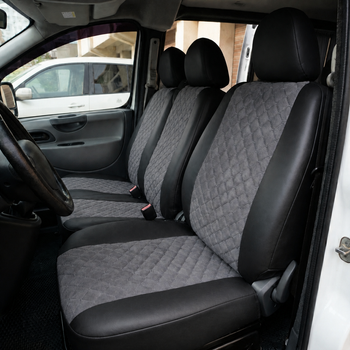 Авточехлы Alux Volkswagen LT28 (LT II) Серые экокожа + алькантара 1+2 (AL12-0506)