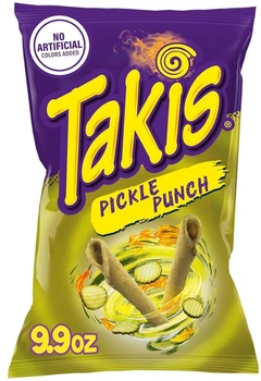 Острые чипсы Takis Pickle Punch Rolled Tortilla Chips 281г