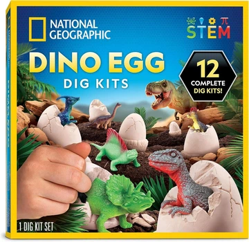 Набір STEM для розкопок динозаврів National Geographic Dinosaur Dig Kit with 12 Dino Eggs
