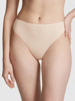 Трусики бразилиана из микрофибры Victoria's Secret PINK бежевого цвета р. S арт. 30910