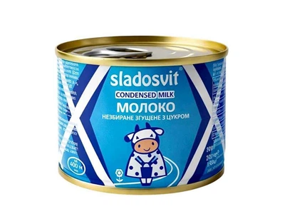 Молоко згущене Sladosvit 200г незбиране з цукром 8,5% ДСТУ 4274 ключ