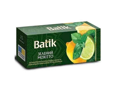 Чай пакетований зелений BATIK Мохітто 1,5г з ярликом 25 пакетиків