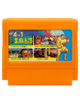 Збірник Ігор RMC Famicom Dendy 4 in 1 TY-001 Street Fighter 5 Turbo, 3 Eyes Boy, Karnov, Lupin the 3rd: Pandora's Legacy 90х TV Game Японська Версія Тільки Картридж Б/У