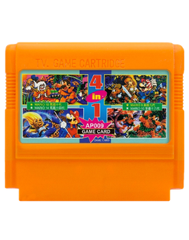 Збірник Ігор RMC Famicom Dendy 4 in 1 AP009 Super Mario Bros. 9 Hack Adventure Island 2, 10 Jackie Chan, 14 Kid Niki 3, 16 Joe & Mac 90х TV Game Англійська Версія Тільки Картридж Б/У