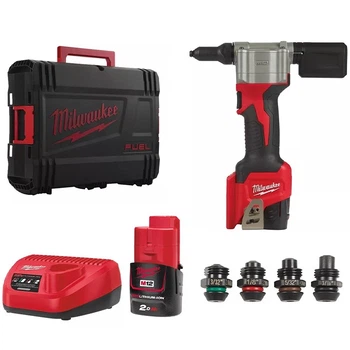 Акумуляторний заклепувальний пістолет Milwaukee M12 BPRT-201X, 1х2.0Аh, з/п C12 C, у динакейсі
