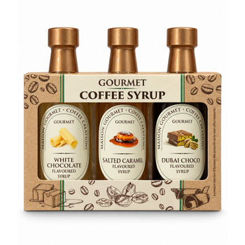 Набор кофейных сиропов Maison Gourmet Coffee Creations White Chocolate, Salted Caramel & Dubai Choco 3×45 мл