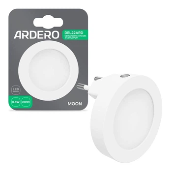Светильник-ночник светодиодный Ardero MOON 230В 0.5Вт IP20 CRI80 3000К белый (DEL22ARD)