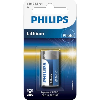 Батарейка CR123A, литиевая, Philips, 1 шт, 3V, Blister (CR123A/01B)