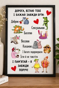 Постер для подруги «Дорога, вітаю тебе і бажаю завжди бути…» — подарунок подрузі, кумі на день народження