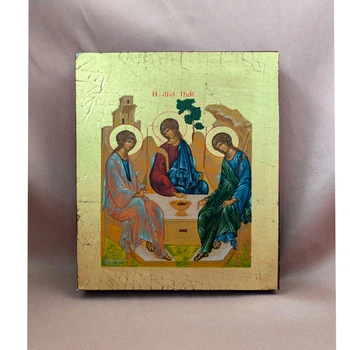 Писана грецька ікона Святої Трійці (Старозавітна) 15×19 см
