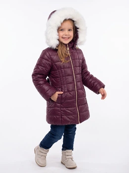Зимнее пальто с меховым капюшоном для девочки Garden Baby 100001-36/32 бордовый 110
