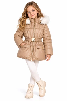 Зимняя куртка с капюшоном и мехом для девочки Garden baby 105504 бежевый 122