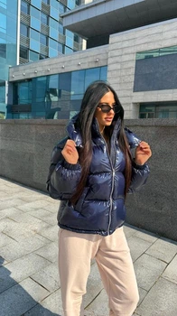 Жіноча зимова куртка Tina, синя лакова, розмір L, T3