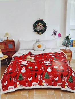 Новогодний плед-пододеяльник на овчине Malloory Home 150*200 Christmas