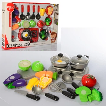 Игрушечная посуда Kitchen set плита, сковорода, кастрюля,кухонный набор, продукты на липучке (TP621-27 )