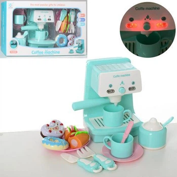 Детская игрушка кофеварка Kitchen set 18см, льется вода,звук,свет,продукты,посуда YH189-5B