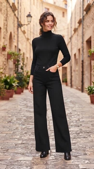Стильні чорні джинси wide leg (широкі) esmara, розмір 42 EU-48UA-M/L