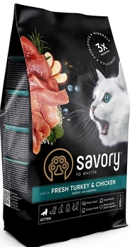 Сухий корм для кошенят Savory Kitten Chicken with Fresh Turkey зі свіжим м’ясом індички та куркою 400 г (30136) (4820232630136)