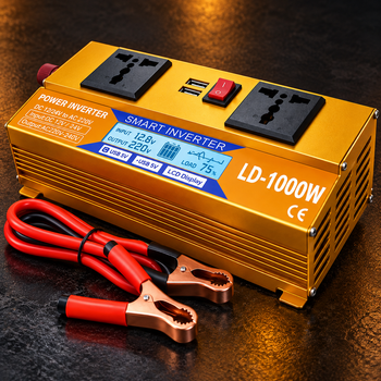 Інвертор з акумуляторною батареєю 1000т 12V/24V + LCD, золотий