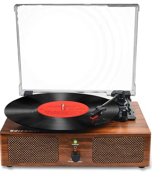 Вініловий програвач Udreamer, Bluetooth, USB, AUX, RCA, 33/45/78 об/хв, вбудовані колонки