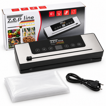 Вакуумный упаковщик Zepline 200 Вт, Вакууматор для продуктов, 6 программ, Встроенный нож, 10 пакетов
