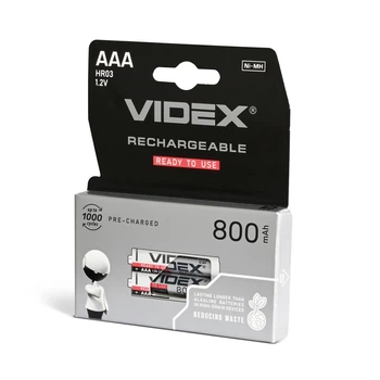 Акумулятори Videx HR03/AAA 800mAh double blister/2шт VIDEX (23335-000)