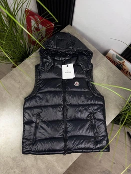 Безрукавка Moncler з NFC чіпом жилетка чорна знімний капюшон XL 4465